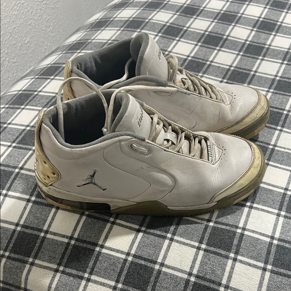 Jordan White and Gold Sneakers